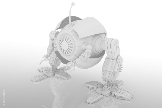 Work in progress - Modélisation 3D d'un robot avec rendu neutre, sans texture